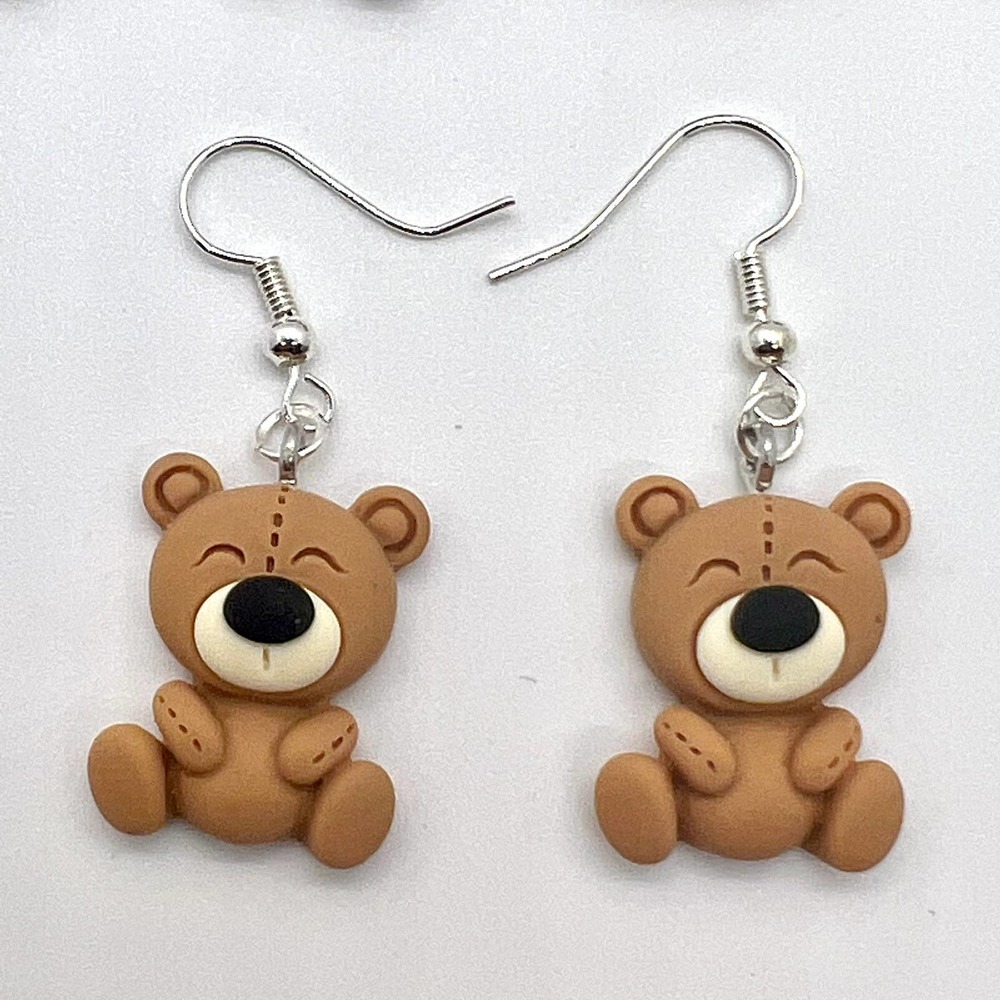 Teddy Bear Earrings - Baby Shower Earrings - Gender Reveal Earrings - DDLG - Picture 4 of 10